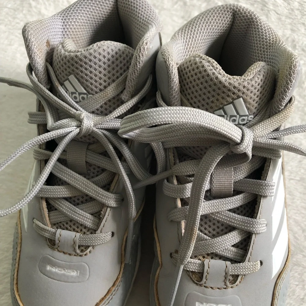 adidas Kids Gray and White Athletic Cleats
